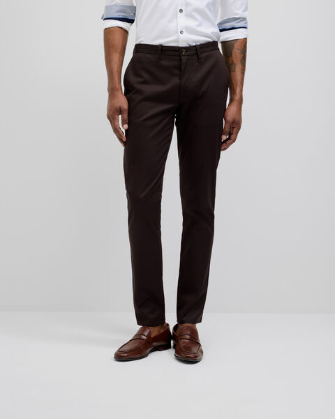Ultra Slim Cotton-Tencel Chino, Chocolate, hi-res